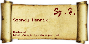 Szondy Henrik névjegykártya